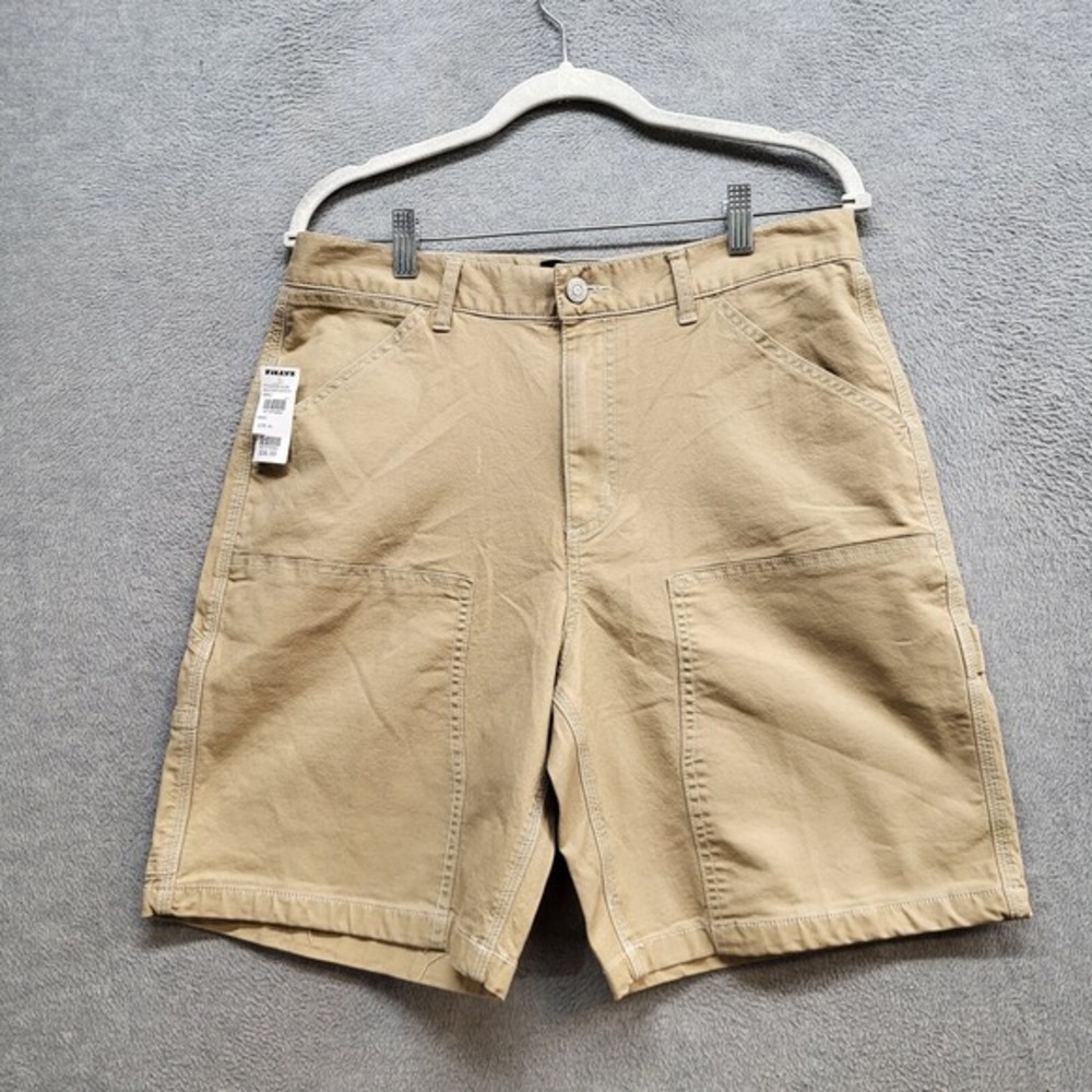 RSQ Men Utility‎ Shorts 31 Sand Khaki Canvas Workwear Cotton Spandex 9" NWT